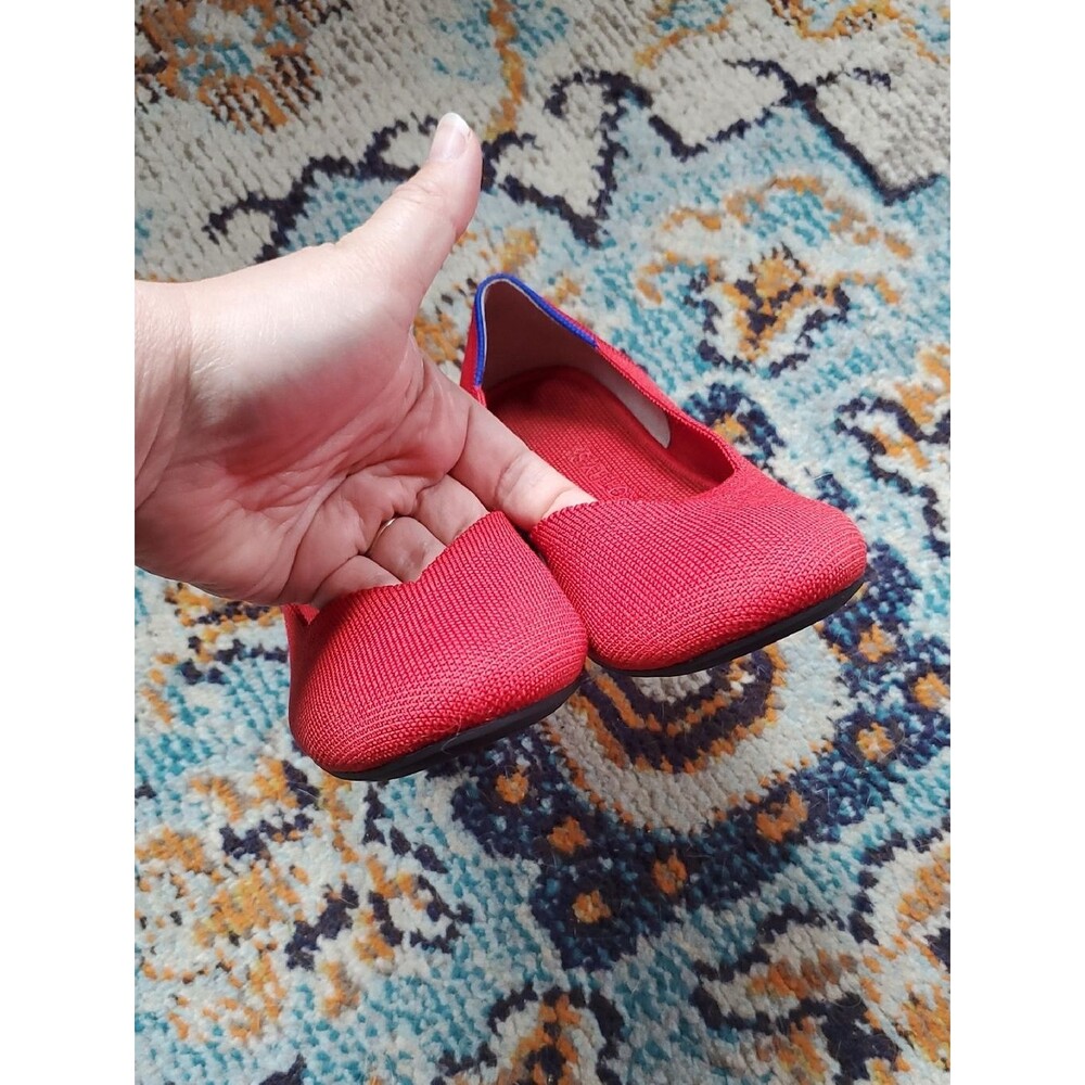 Rothy's Bright Red Round Toe Knit Slip-On Ballet Flats Size W8 - Picture 4 of 7